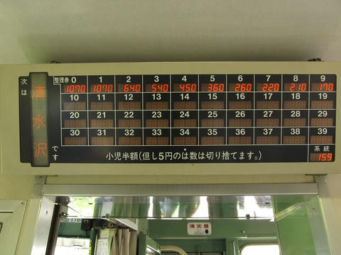 キハ40 1780・運賃表＠清水沢駅