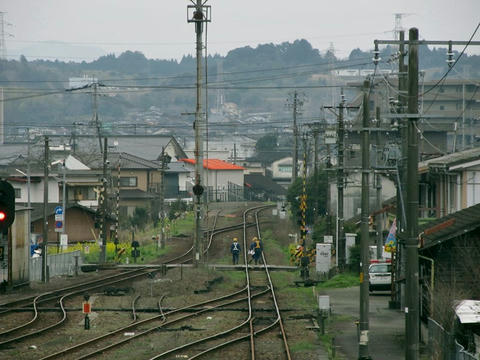 人吉駅跨線橋から東側を望む