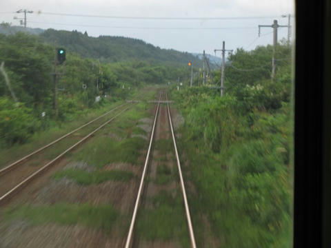 函館本線八雲付近後面展望