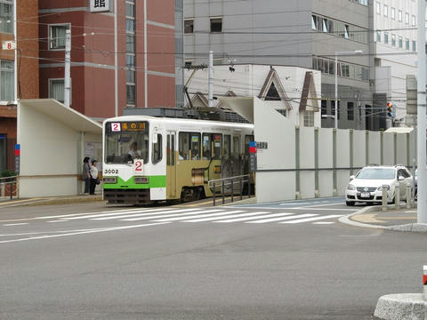 函館市電3002号車＠函館駅前電停