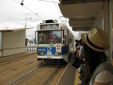 函館市電8005号車＠函館駅前電停