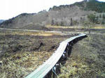 山焼き後の砥峰高原の木道