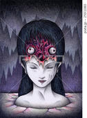 目玉・眼球・女性・毛髪・髪の毛