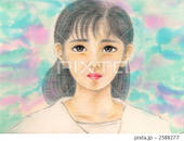 白い服・花・眼差し・青色・水色