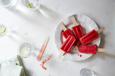 Strawberry, Rhubarb, and Lime Popsicles