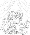 魔女と少女　モノクロ