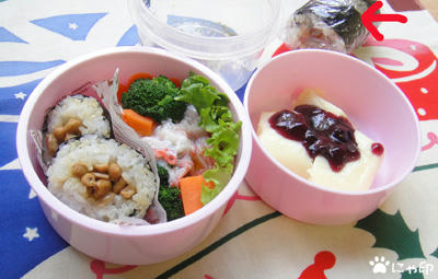 今日のMy弁当「ブロッコリーのあんかけと納豆巻き」