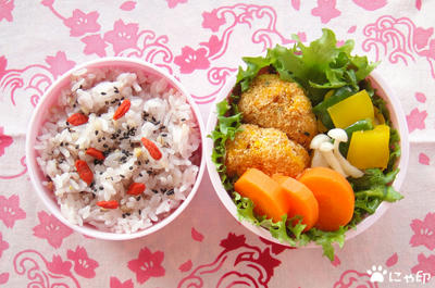 今日のMy弁当「揚げない、クリームチーズ入りかぼちゃコロッケ」