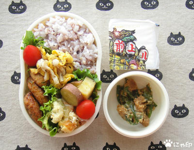 今日のMy弁当「おからこんにゃくのつくねバーグ」