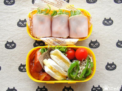 今日のMy弁当「ハムおにぎり」