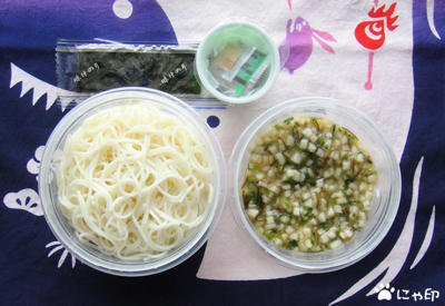 今日のMy弁当「山形のだし＆納豆で冷やし温麺（うーめん）」