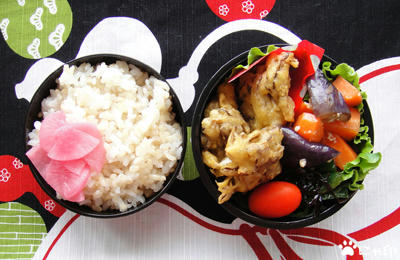 今日のMy弁当「舞茸の牡蠣風味天ぷら」