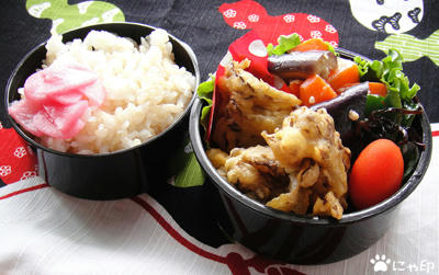 今日のMy弁当「舞茸の牡蠣風味天ぷら」