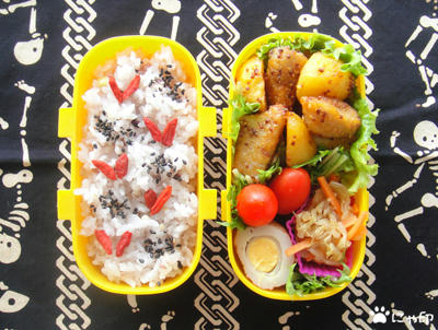 今日のMy弁当「海老とポテトの粒マスタード炒め」