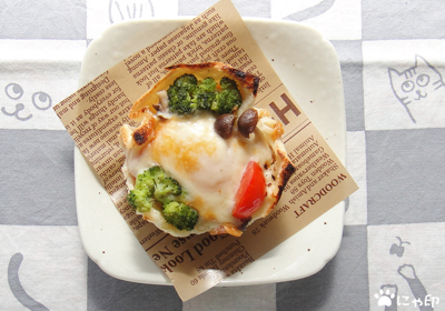 今日のミニ弁当「食パンで作るおかずマフィン」