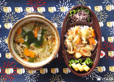 今日のMy弁当「わかめデトックススープ＆スープ利用で中華丼」