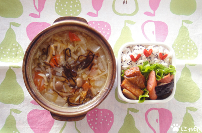 今日のMy弁当「柚子こしょう塩昆布デトックススープ＆ミニ弁当」