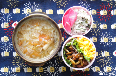 今日のMy弁当「レモンペッパー味デトックススープ＆きじ焼き」