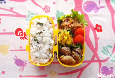 今日のMy弁当「れんこんの豆腐はさみ焼き＆大根甘酢ごはん」