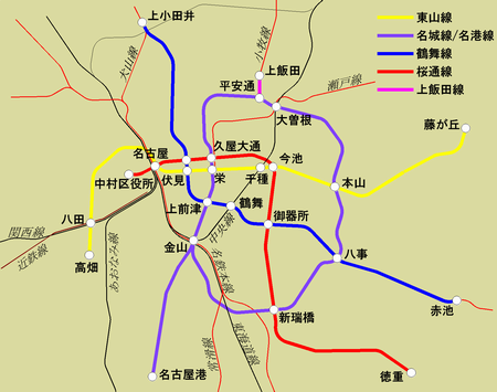 名古屋市営地下鉄路線図