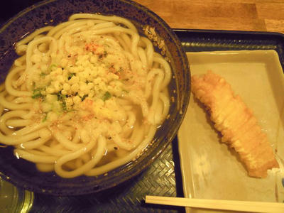 はなまるうどんのかけうどんとイカ天