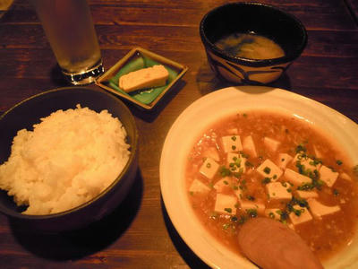三丁目の串もん屋の麻婆豆腐セット