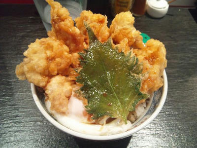 ふじ好の鶏もも肉の親子天丼