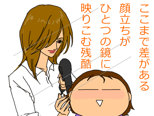 差がある顔が同じ鏡に映りこむ残酷