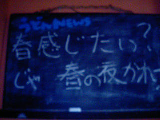 かれーの店うどん「春の夜かれー」2008 黒板