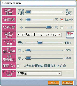 システムオプション　下げました。。