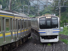 朝夕は、横須賀線からのＥ２１７系も乗り入れます