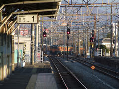 渋川駅の先で、右に曲がっていくのは上越線