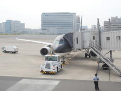 羽田空港の、一番南側から出発するスターフライヤー