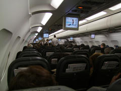 スイスエアーのＡ３２１の機内