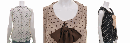 MISCH MASCH（ミッシュマッシュ） フラットカラーボウタイドットブラウス