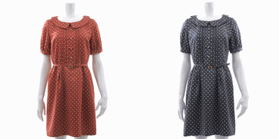 MISCH MASCH（ミッシュマッシュ） ドット柄フラットカラーワンピース