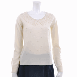 MISCH MASCH 通販 レース衿パール使いニット