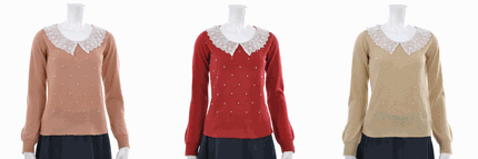 MISCH MASCH 通販 レース衿パール使いニット