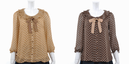 MISCH MASCH（ミッシュマッシュ）通販の襟プリーツドットプリントブラウス