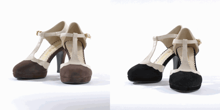 MISCH MASCH 通販 フリルカット付Ｔストラップ Tネックベルトパンプス