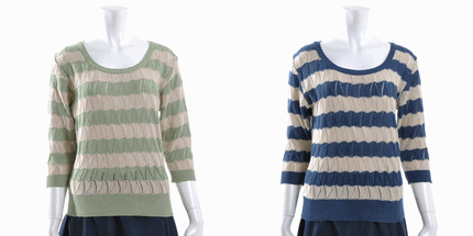 ボーダー透かしニット