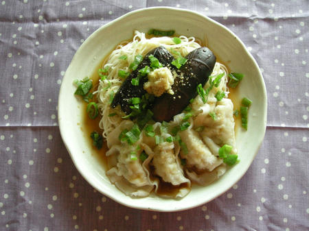 水餃子でそうめん