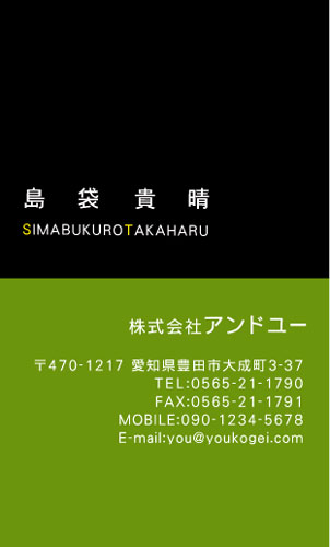 【かっこいい名刺】ツートンカラーがスタイリッシュに魅せる名刺