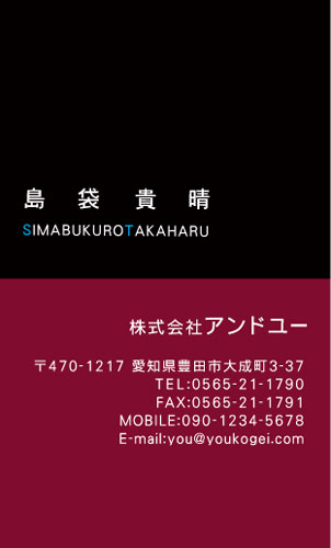 【かっこいい名刺】渋いツートンカラーがスタイリッシュな名刺