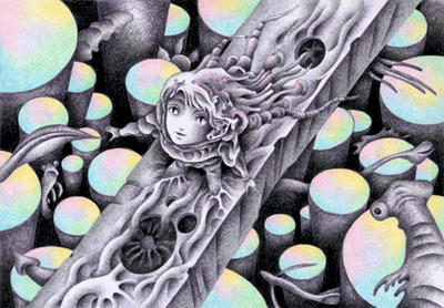 Science fiction Illustration, Images and Pictures - 「Person on bridge」