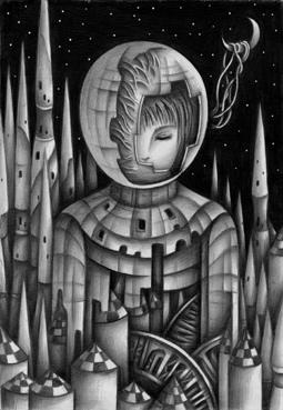 Monochrome “Pencil drawing” Illustration, Images and Pictures - 「Long sleep」