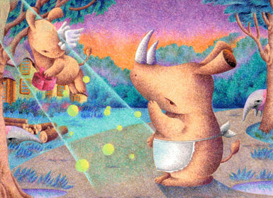 Animal Illustration, Images and Pictures - 「Child who flies away」