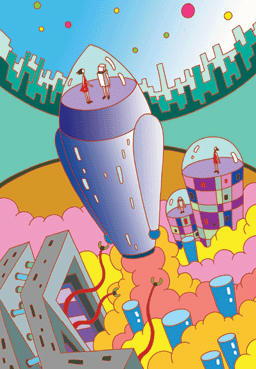 POP image “Society in the future” Illustration, Images and Pictures - 「Space rocket」