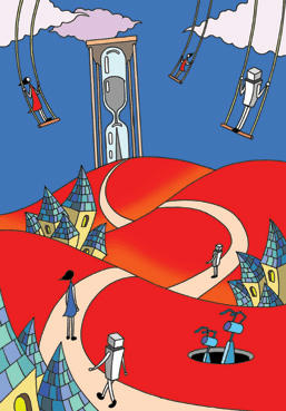 POP image “Society in the future” Illustration, Images and Pictures - 「Efficient hourglass」