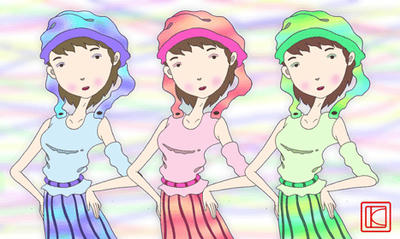 Cute girl Illustration, Images and Pictures - 「Three sisters」